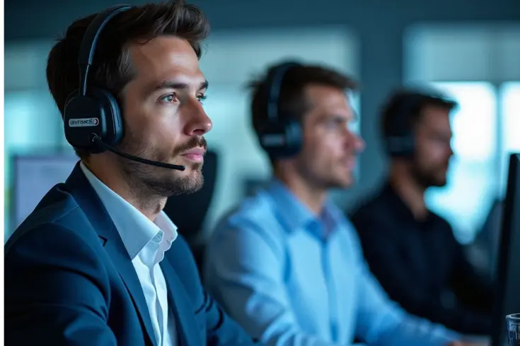 Annual Maintenance Contract (AMC) support team providing remote CCTV monitoring, technical assistance, and security system maintenance services."